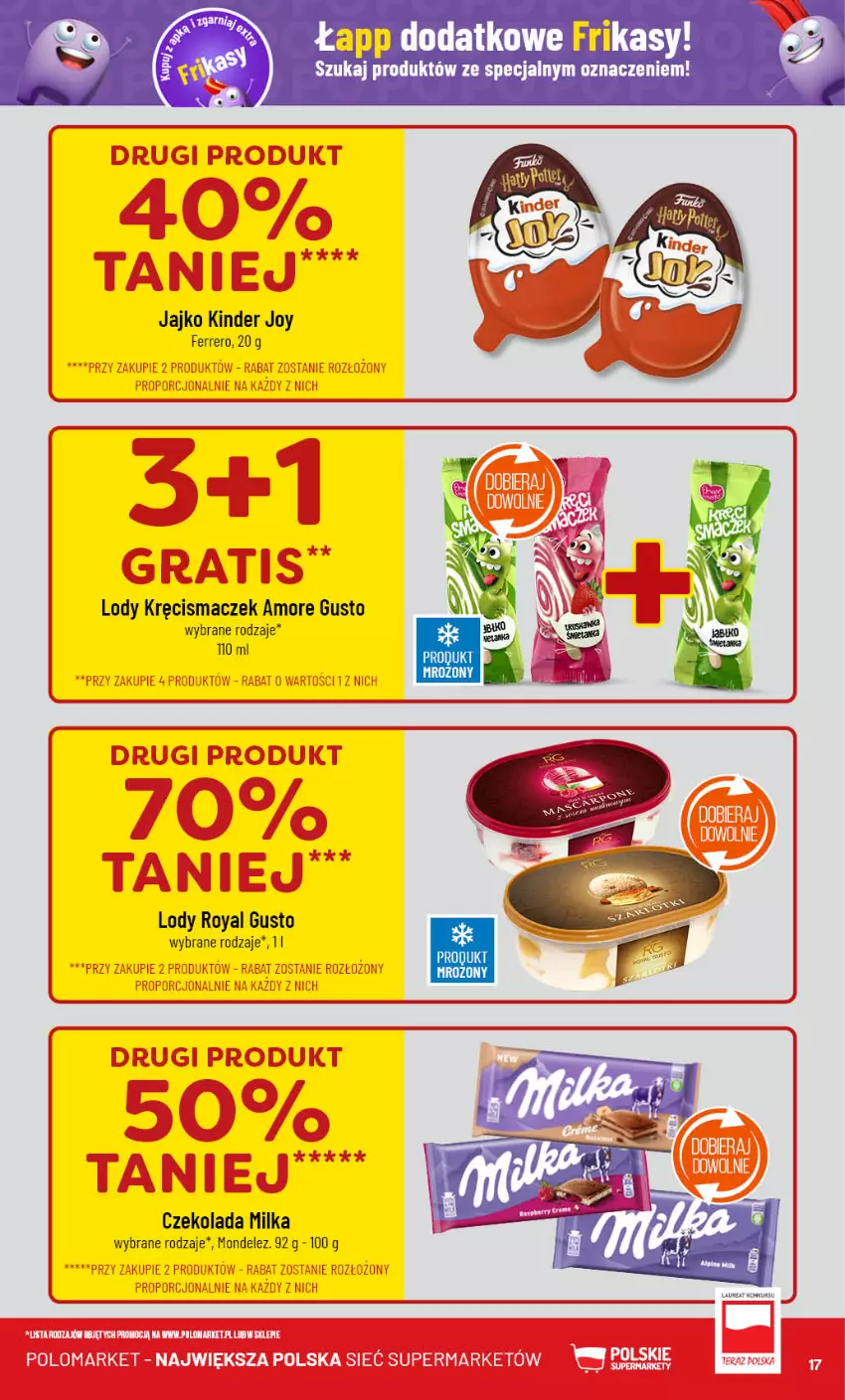 Gazetka promocyjna PoloMarket - Gazetka pomocyjna - ważna 14.08 do 20.08.2024 - strona 17 - produkty: Czekolada, Ferrero, Kinder, Lody, Milka