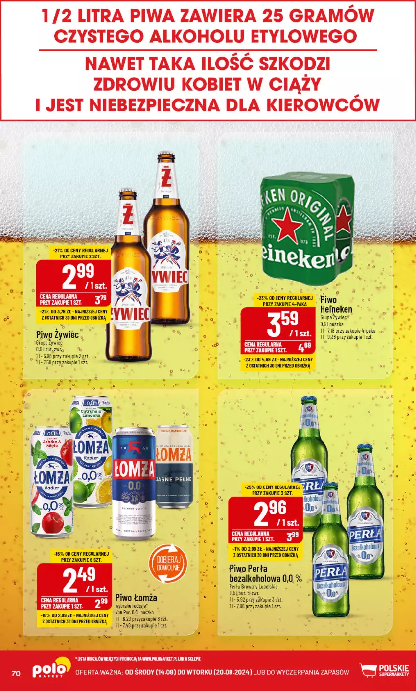 Gazetka promocyjna PoloMarket - Gazetka pomocyjna - ważna 14.08 do 20.08.2024 - strona 70 - produkty: Gra, Heineken, Perła, Piec, Piwa, Piwo, Radler