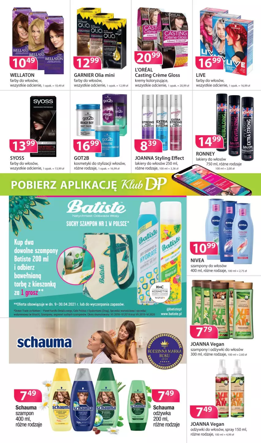 Gazetka promocyjna Drogerie Polskie - Gazetka - ważna 09.04 do 30.04.2021 - strona 5 - produkty: Fa, Garnier, Joanna, Joanna styling, Lakier, Nivea, Odżywka, Schauma, Syoss, Szampon, Wella