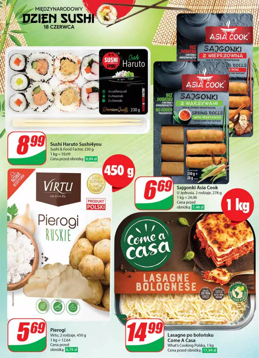 Gazetka promocyjna Dino - Gazetka 24 / 2024 - ważna 12.06 do 18.06.2024 - strona 43 - produkty: Fa, Lasagne, Pierogi, Sajgonki, Sushi, Virtu