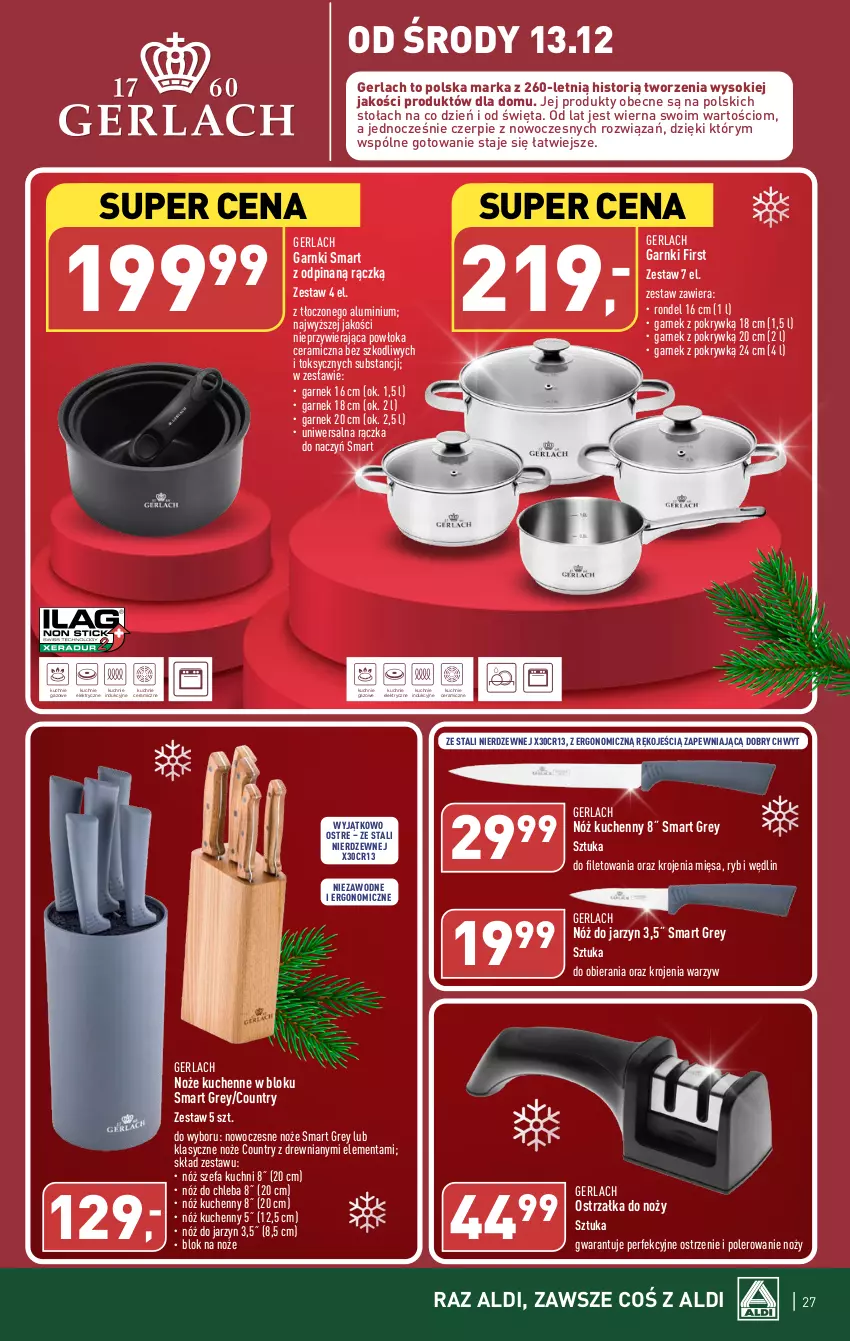 Gazetka promocyjna Aldi - Pełna oferta - ważna 11.12 do 17.12.2023 - strona 27 - produkty: Blok na noże, Chleb, Fa, Garnek, Noż, Nóż do chleba, Nóż szefa kuchni, Ostrzałka do noży, Rondel, Sok