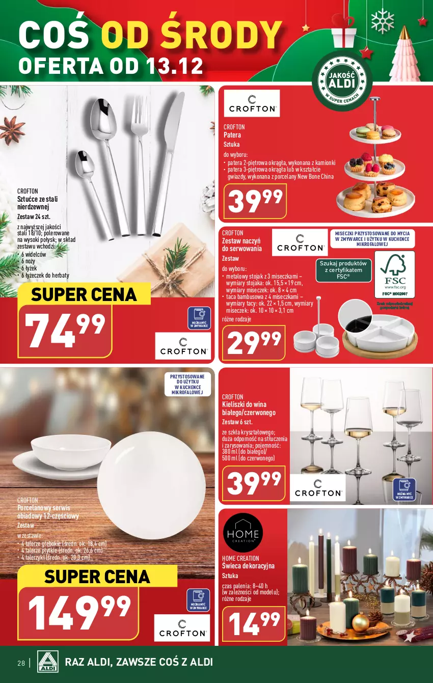 Gazetka promocyjna Aldi - Pełna oferta - ważna 11.12 do 17.12.2023 - strona 28 - produkty: Fa, Miseczka, Noż, Por, Ser, Serwis obiadowy, Sok, Stojak, Taca, Talerz, Talerzyk, Tera