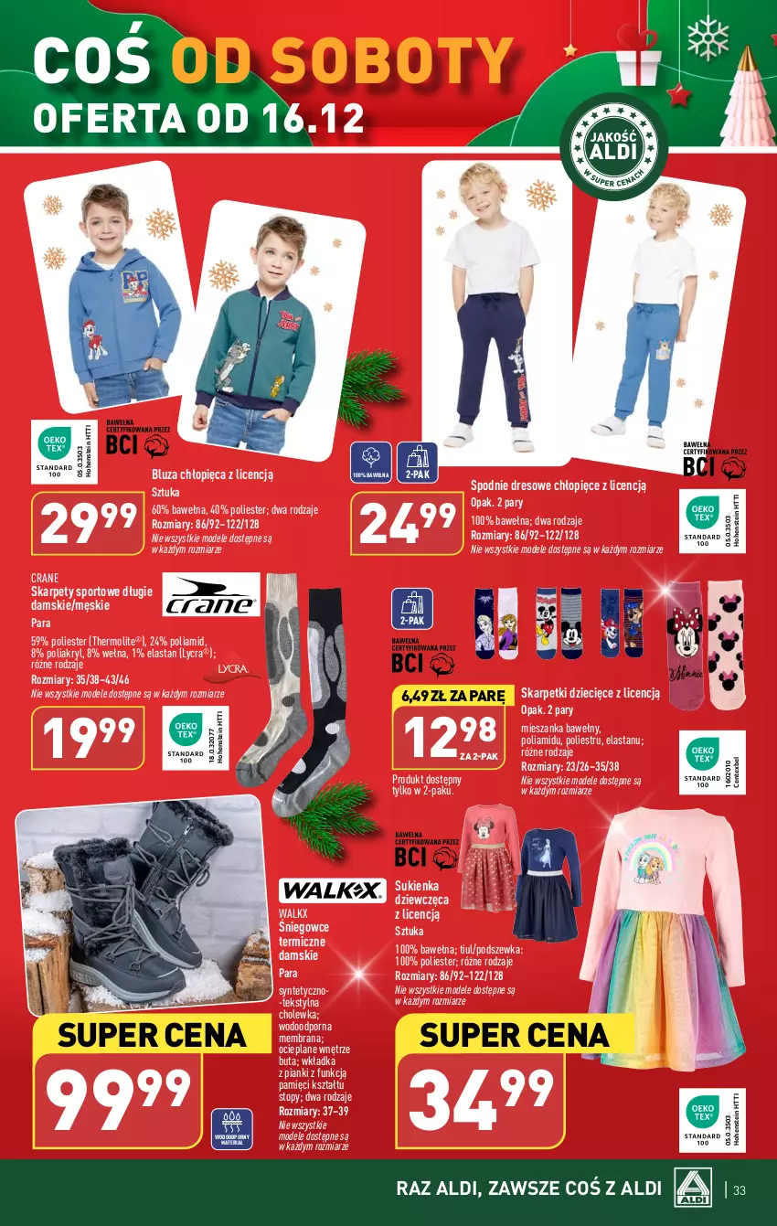 Gazetka promocyjna Aldi - Pełna oferta - ważna 11.12 do 17.12.2023 - strona 33 - produkty: Bluza, Dres, Dzieci, Karp, Por, Skarpetki, Spodnie, Spodnie dresowe, Sport, Sukienka, Top, Wełna