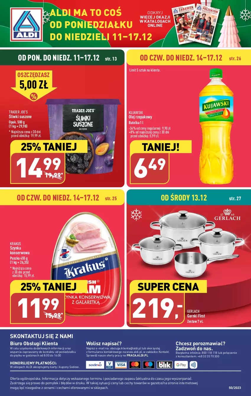 Gazetka promocyjna Aldi - Pełna oferta - ważna 11.12 do 17.12.2023 - strona 39 - produkty: Biuro, Krakus, Kujawski, O nas, Olej, Olej rzepakowy, Por, Ser, Szynka, Szynka konserwowa