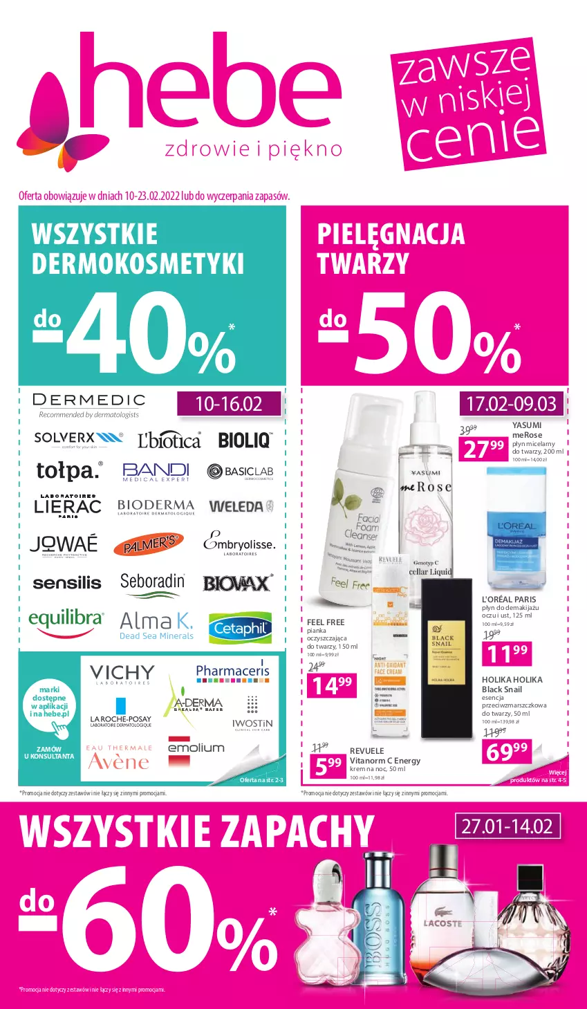 Gazetka promocyjna Hebe - Gazetka - ważna 10.02 do 23.02.2022 - strona 1 - produkty: Holika Holika, Krem na noc, Lack, Makijaż, Mars, Płyn micelarny, Revuele