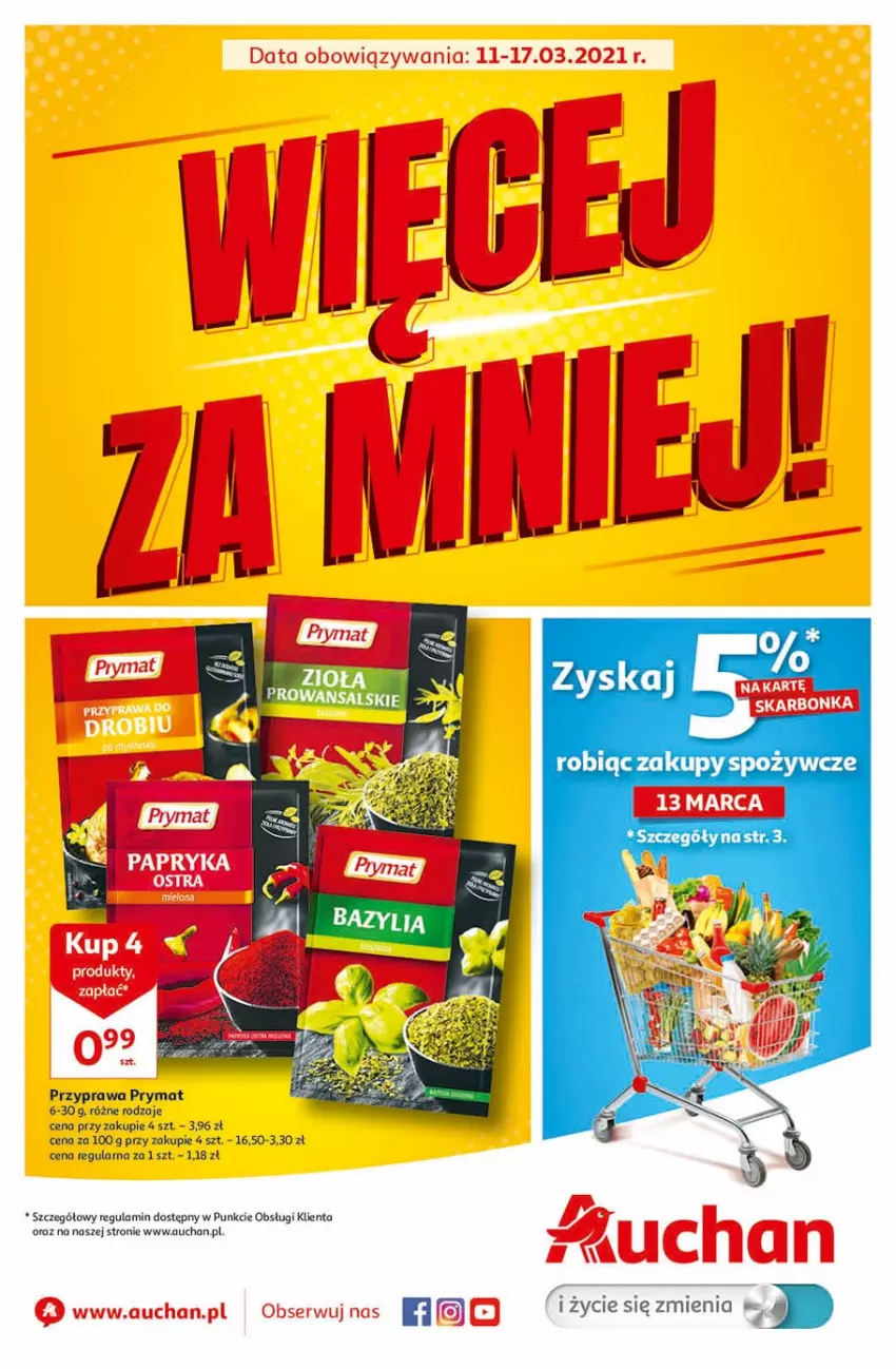 Gazetka promocyjna Auchan - Więcej za mniej Hipermarkety - ważna 11.03 do 17.03.2021 - strona 1 - produkty: Prymat