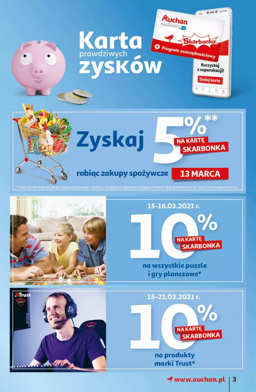 Gazetka promocyjna Auchan - Więcej za mniej Hipermarkety - ważna 11.03 do 17.03.2021 - strona 3 - produkty: Gry, Puzzle, Rust