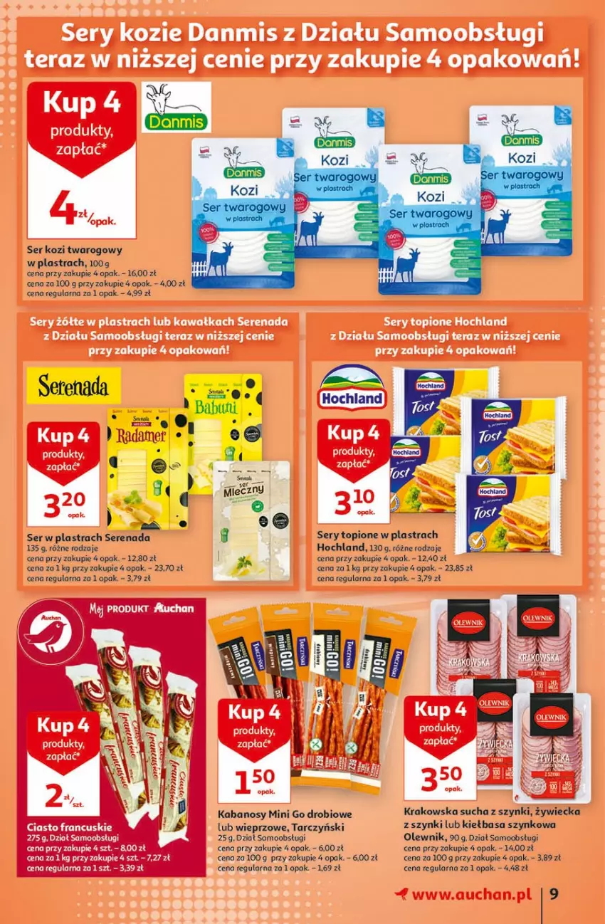 Gazetka promocyjna Auchan - Więcej za mniej Hipermarkety - ważna 11.03 do 17.03.2021 - strona 9 - produkty: Hochland, Kabanos, Kiełbasa, Kiełbasa szynkowa, Olewnik, Ser, Ser kozi, Tarczyński, Top