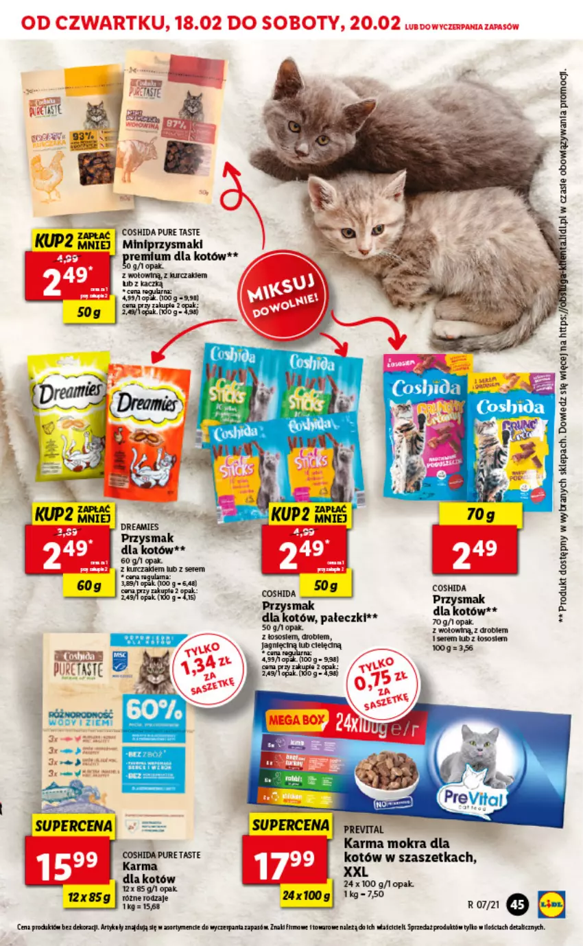 Gazetka promocyjna Lidl - GAZETKA - ważna 18.02 do 20.02.2021 - strona 45 - produkty: Fa, Kurczak, Przysmaki, Pur, Ser, Sos