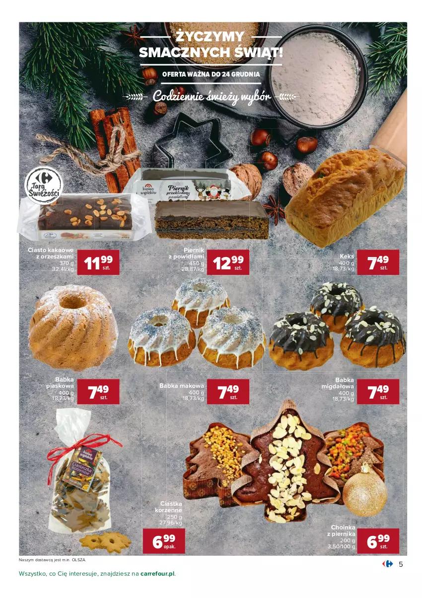 Gazetka promocyjna Carrefour - Gazetka Carrefour - ważna 07.12 do 12.12.2021 - strona 5 - produkty: Babka, Choinka, Ciastka, Inka, Kakao, Piernik