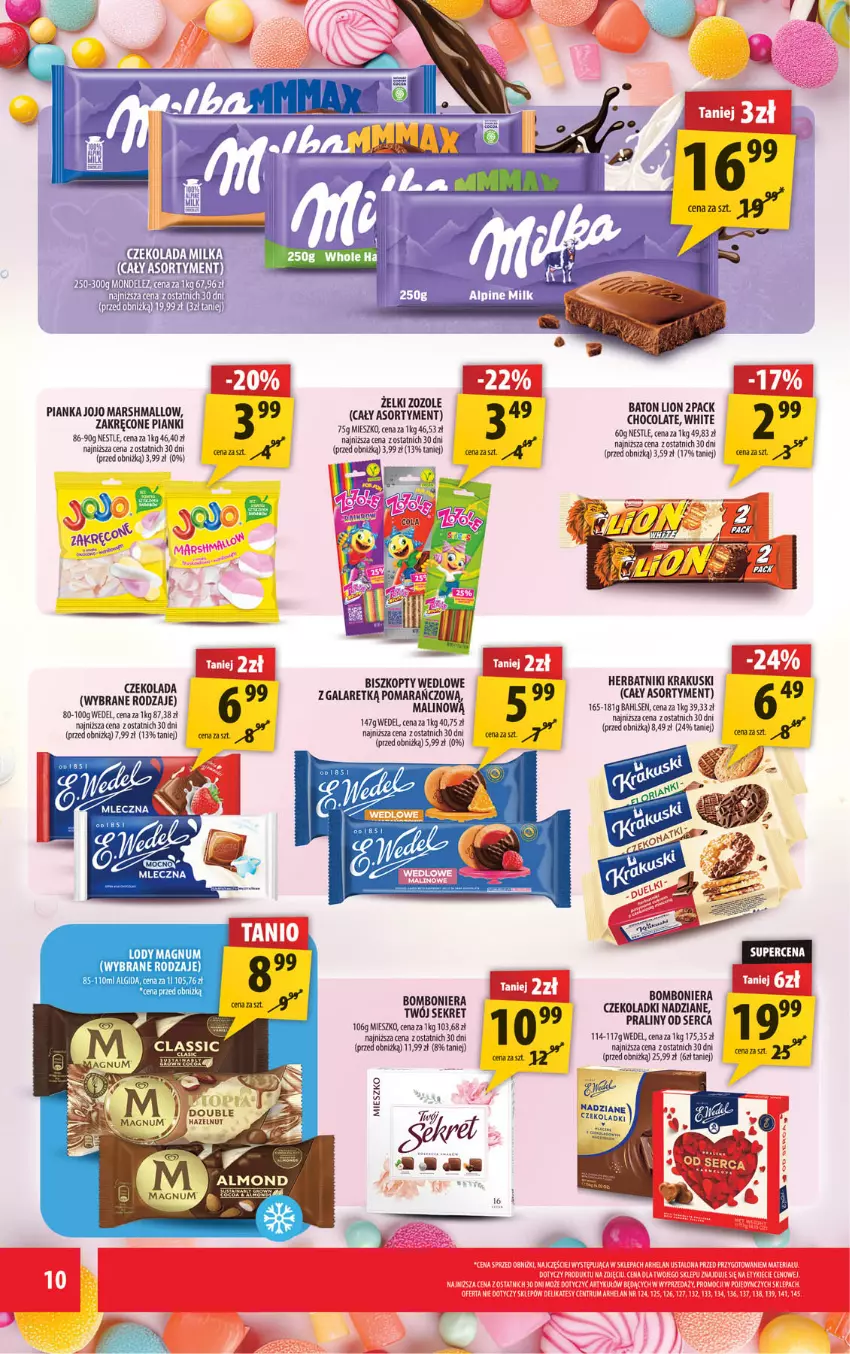 Gazetka promocyjna Arhelan - Gazetka - ważna 27.02 do 08.03.2026 - strona 10 - produkty: Biszkopty, Bomboniera, Czekolada, Gala, Herbatniki, Krakus, Krakuski, Lody, Mars, Praliny, Ser