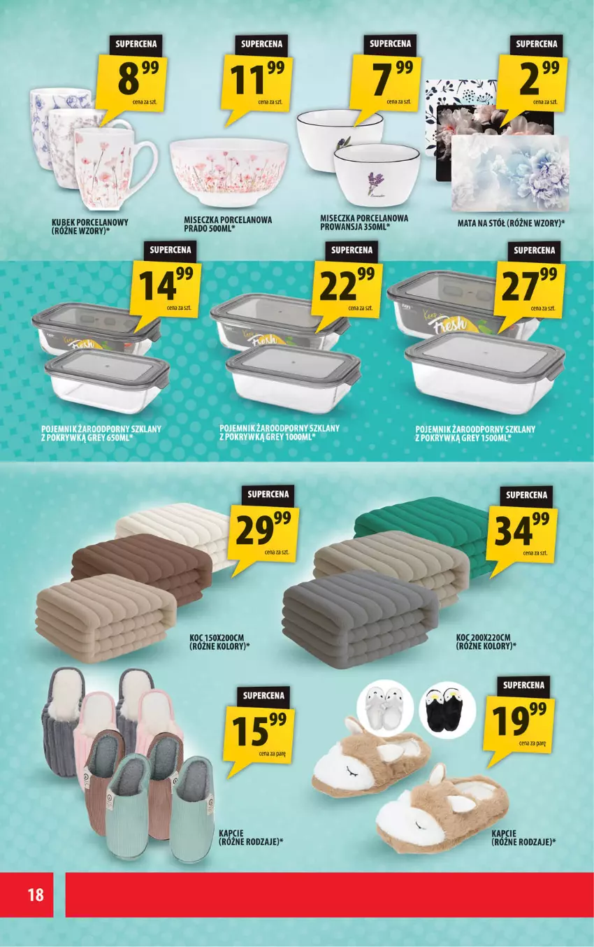 Gazetka promocyjna Arhelan - Gazetka - ważna 27.02 do 08.03.2026 - strona 18 - produkty: Kapcie, Koc, Miseczka, Pojemnik, Por, Stół