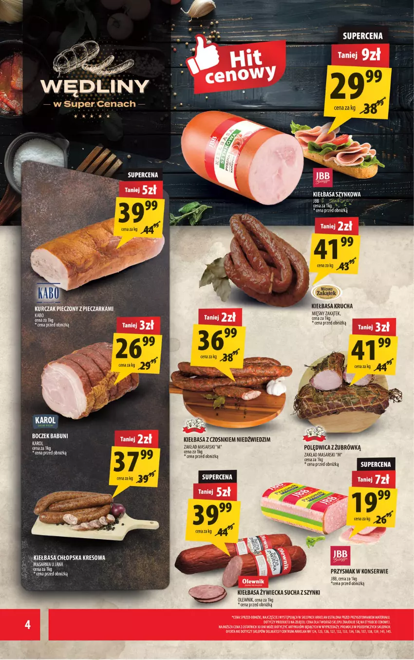 Gazetka promocyjna Arhelan - Gazetka - ważna 27.02 do 08.03.2026 - strona 4 - produkty: Kiełbasa, Kiełbasa krucha, Kiełbasa szynkowa, Kurczak, Olewnik, Piec, Pieczarka, Polędwica, Por, Rum, Ser