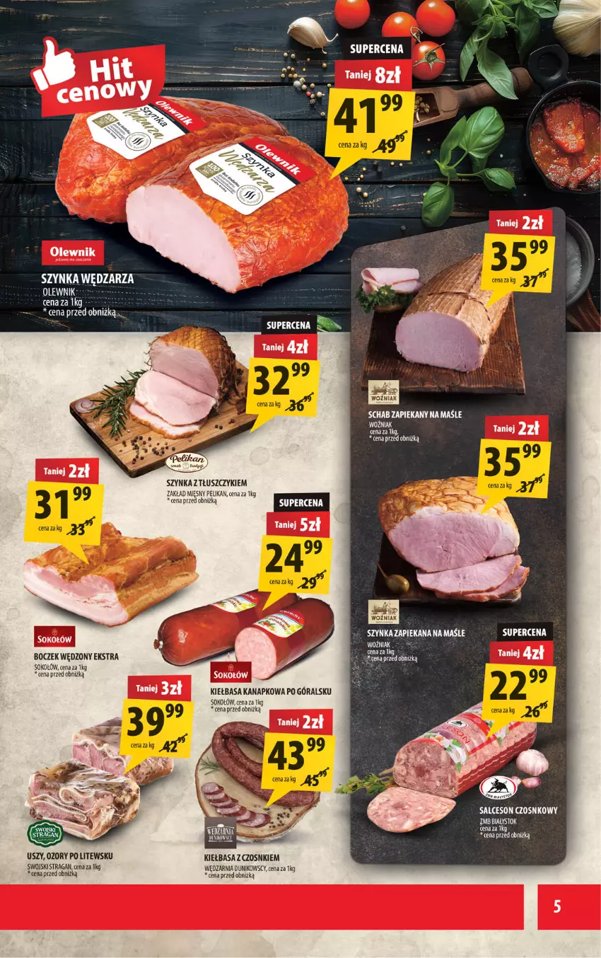 Gazetka promocyjna Arhelan - Gazetka - ważna 27.02 do 08.03.2026 - strona 5 - produkty: ACE WC, Boczek, Kiełbasa, LG, Olewnik, Salceson, Sok, Sokołów, Szynka