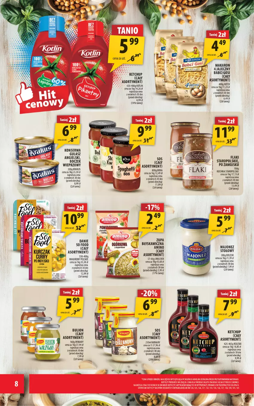 Gazetka promocyjna Arhelan - Gazetka - ważna 27.02 do 08.03.2026 - strona 8 - produkty: Boczek, Boczek wieprzowy, Bulion, Ketchup, Kotlin, Krakus, Kuchnia, Kurczak, Lion, Majonez, Makaron, Ser, Winiary
