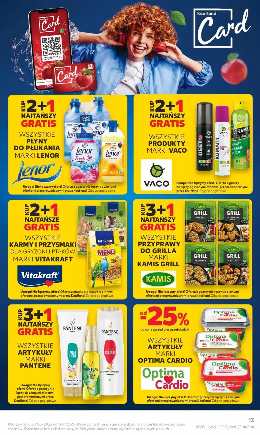 Gazetka promocyjna Kaufland - Gazetka tygodnia - ważna 06.07 do 12.07.2023 - strona 13 - produkty: Gra, Grill, Gry, Kamis, Lenor, Optima, Optima Cardio, Pantene, Przyprawy, Przysmaki, Vitakraft, Waga