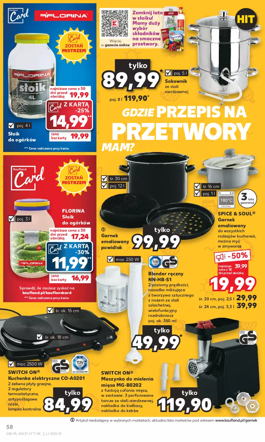 Gazetka promocyjna Kaufland - Gazetka tygodnia - ważna 06.07 do 12.07.2023 - strona 58 - produkty: Blender, Blender ręczny, Dres, Fa, Garnek, Maszynka, Maszynka do mielenia, Noż, Płyty grzejne, Rozdrabniacz, Sok, Szynka, Termos