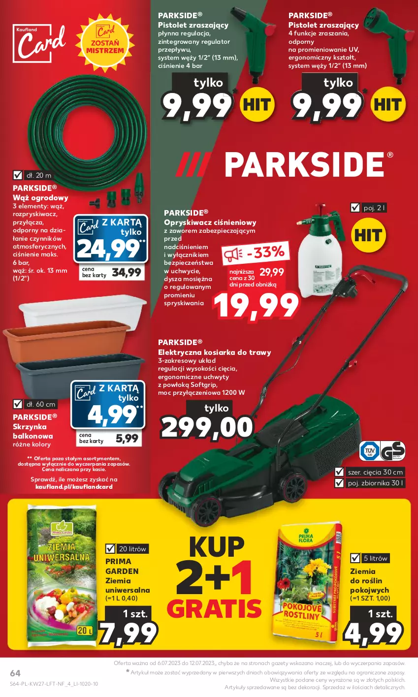 Gazetka promocyjna Kaufland - Gazetka tygodnia - ważna 06.07 do 12.07.2023 - strona 64 - produkty: Gra, Kosiarka, Parkside, Piec, Pistolet, Por, Prima, Sok, Uchwyty