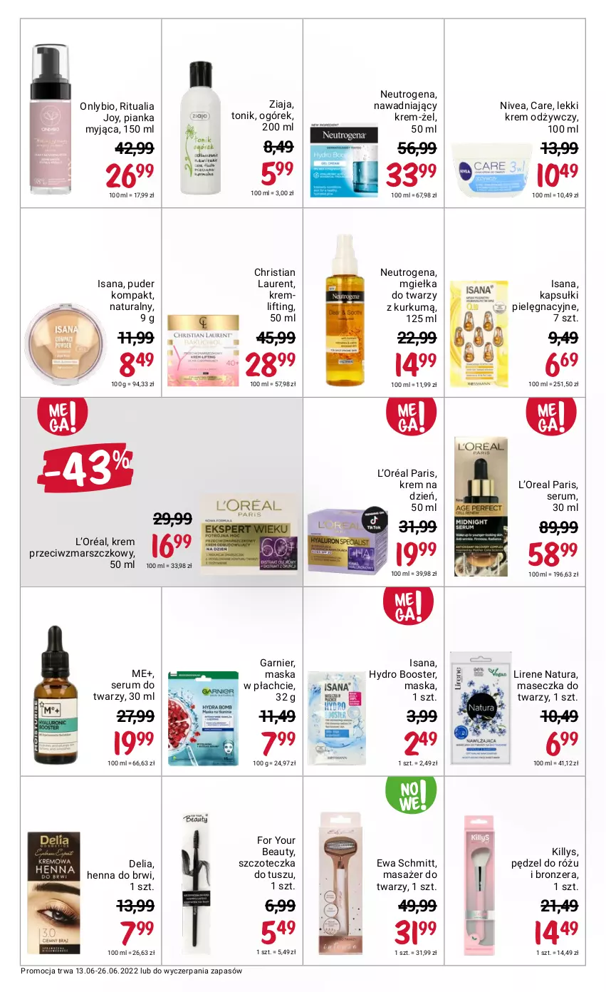 Gazetka promocyjna Rossmann - ważna 13.06 do 26.06.2022 - strona 10 - produkty: Booster, Bronzer, Ewa Schmitt, For Your Beauty, Garnier, Isana, Killys, Krem na dzień, Krem odżywczy, Krem przeciwzmarszczkowy, L’Oréal, Laur, Lirene, Mars, Masażer, Maska, Maska w płachcie, Mgiełka do twarzy, Neutrogena, Nivea, Ogórek, Pędzel do różu, Puder, Rum, Ser, Serum, Serum do twarzy, Szczoteczka, Tonik, Tusz, Ziaja