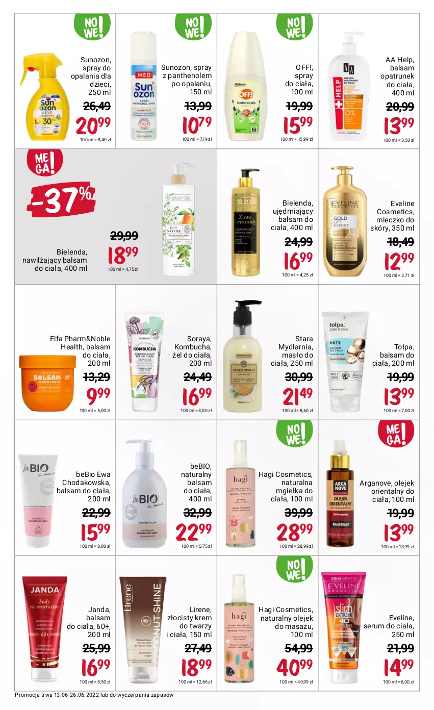 Gazetka promocyjna Rossmann - ważna 13.06 do 26.06.2022 - strona 4 - produkty: Balsam do ciała, Bielenda, Dzieci, Eveline, Fa, Krem do twarzy, Lirene, Masło, Masło do ciała, Mleczko, Nawilżający balsam, Olej, Rum, Ser, Serum, Tołpa