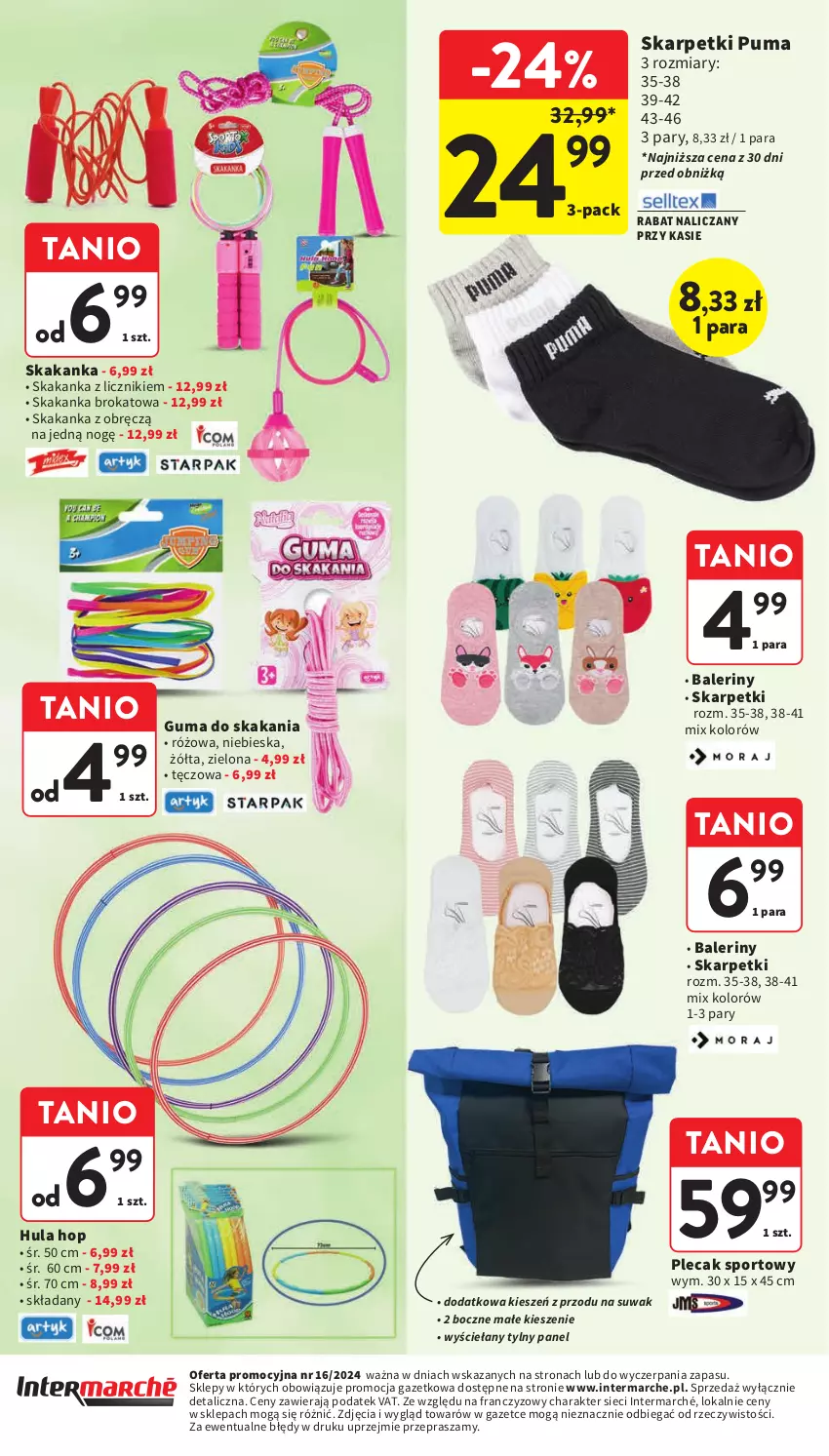 Gazetka promocyjna Intermarche - Gazetka Intermarche - ważna 18.04 do 24.04.2024 - strona 39 - produkty: Baleriny, Karp, Plecak, Por, Puma, Skarpetki, Sport