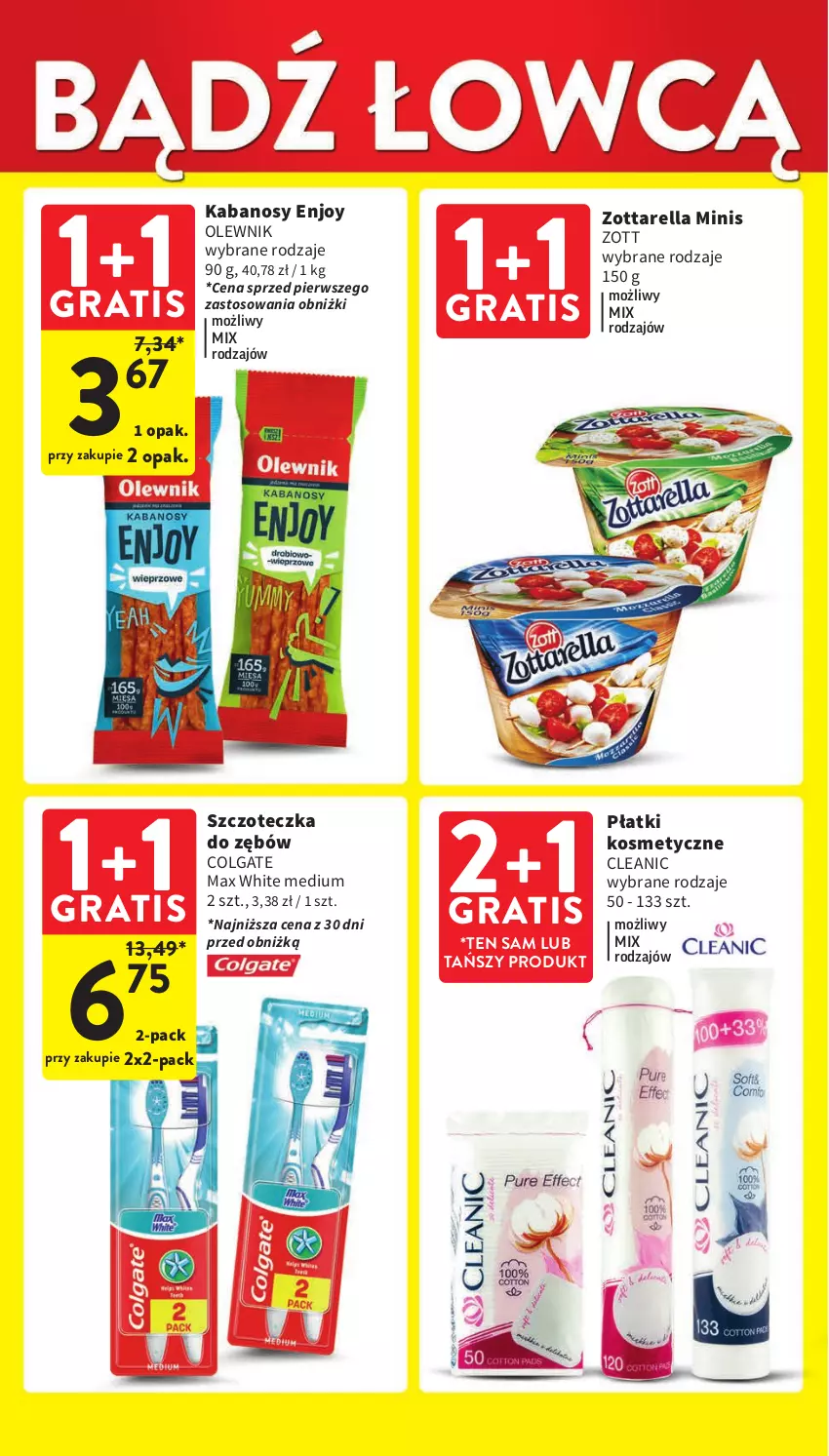 Gazetka promocyjna Intermarche - Gazetka Intermarche - ważna 18.04 do 24.04.2024 - strona 4 - produkty: Cleanic, Colgate, Gra, Kabanos, LG, Olewnik, Płatki kosmetyczne, Szczoteczka, Szczoteczka do zębów, Zott, Zottarella