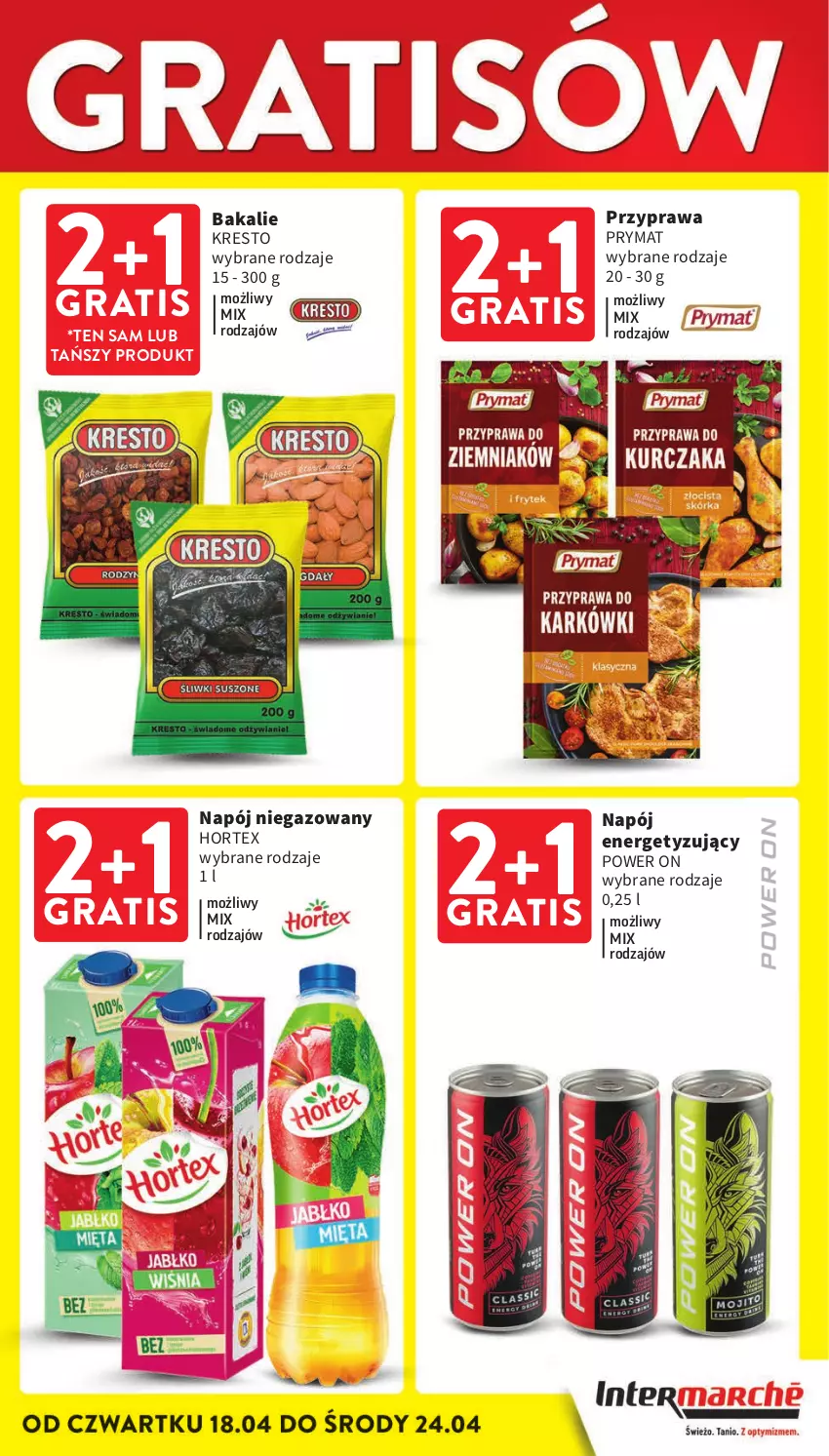 Gazetka promocyjna Intermarche - Gazetka Intermarche - ważna 18.04 do 24.04.2024 - strona 5 - produkty: Gra, Hortex, Napój, Napój niegazowany, Prymat