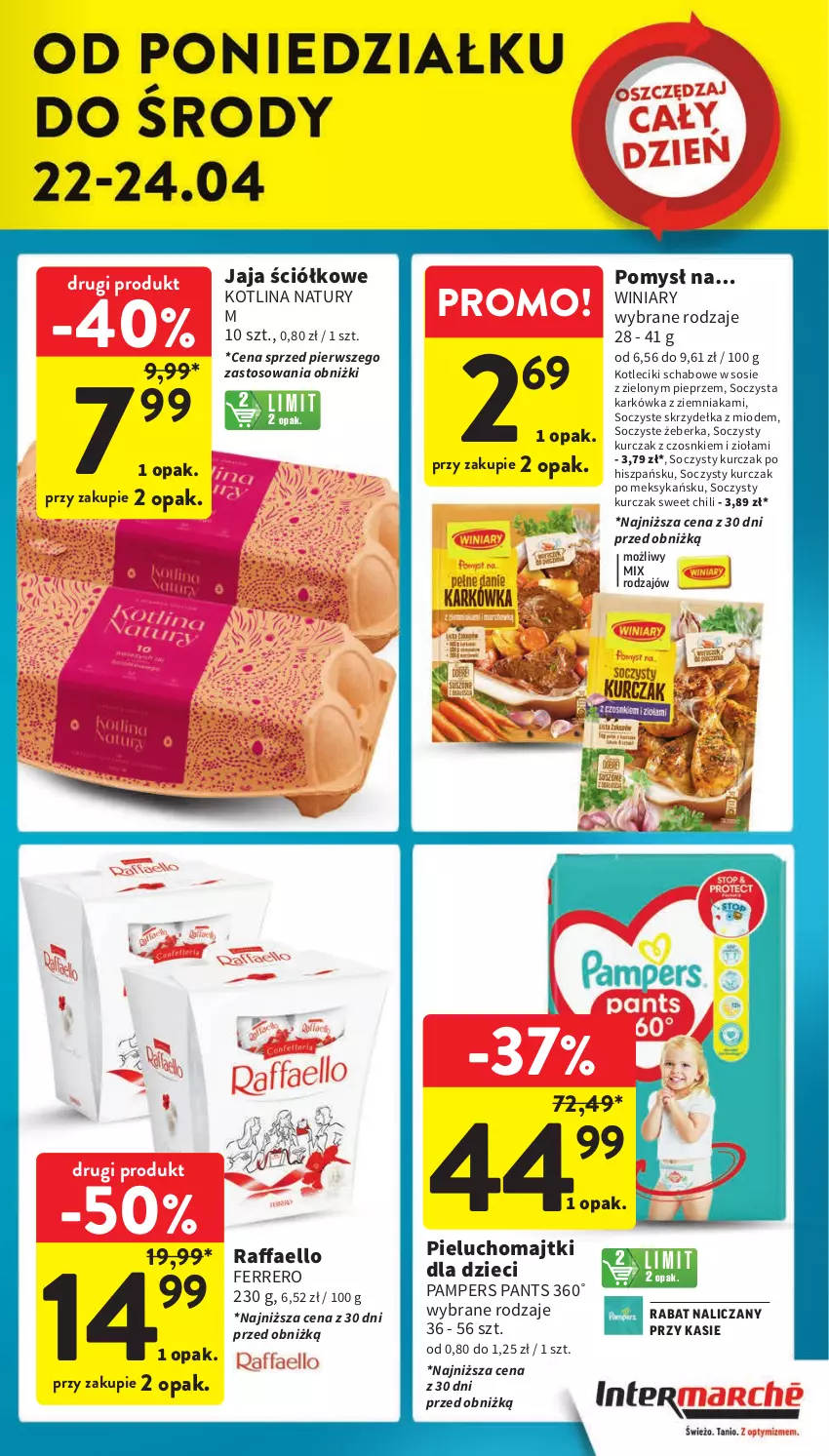 Gazetka promocyjna Intermarche - Gazetka Intermarche - ważna 18.04 do 24.04.2024 - strona 7 - produkty: Dzieci, Fa, Ferrero, Jaja, Kotlin, Kurczak, Majtki, Pampers, Pieluchomajtki, Pieprz, Raffaello, Sos, Winiary