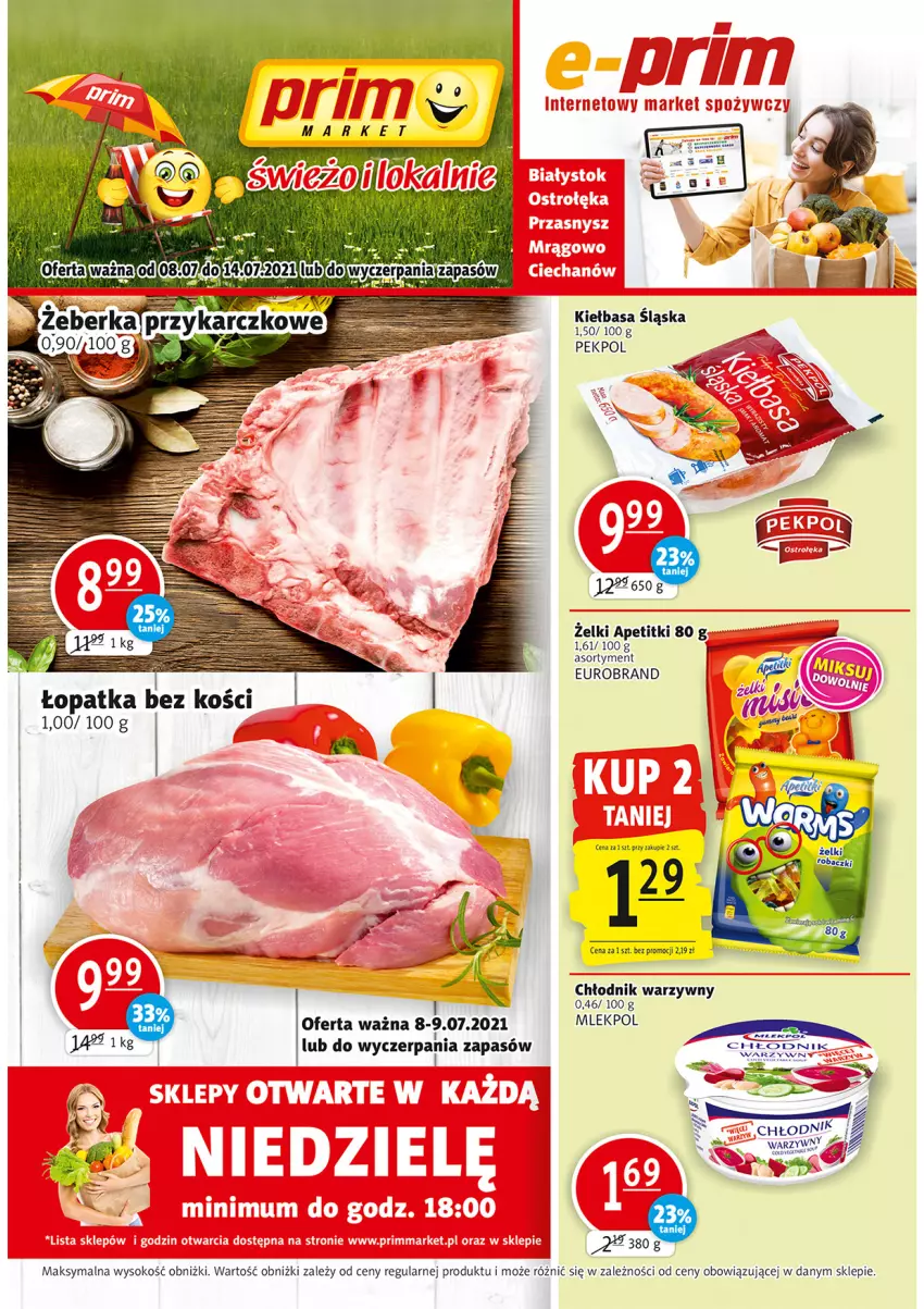 Gazetka promocyjna Prim Market - Gazetka - ważna 08.07 do 14.07.2021 - strona 1 - produkty: Kiełbasa, Kiełbasa śląska, NBA, Sok