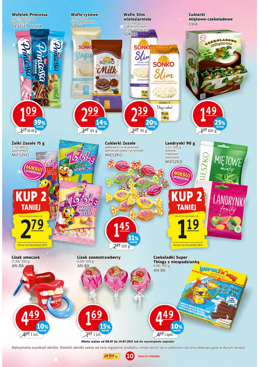 Gazetka promocyjna Prim Market - Gazetka - ważna 08.07 do 14.07.2021 - strona 10 - produkty: Cukier, Cukierki, Princessa, Ryż, Sok, Sonko, Wafelek, Wafle