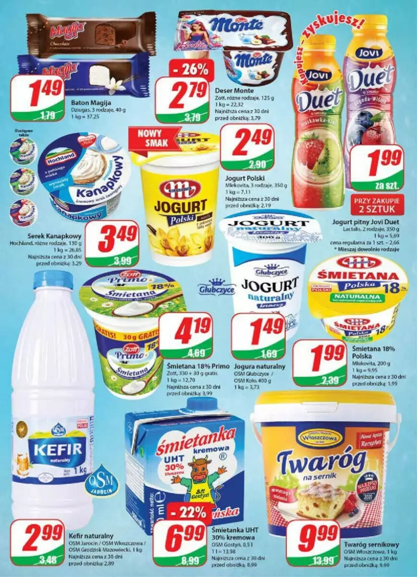 Gazetka promocyjna Dino - ważna 08.11 do 14.11.2023 - strona 6 - produkty: Baton, Deser, Gra, Hochland, Jogurt, Jogurt pitny, Kefir, Kefir naturalny, Magija, Monte, Ser, Serek, Serek kanapkowy, Twaróg, Zott