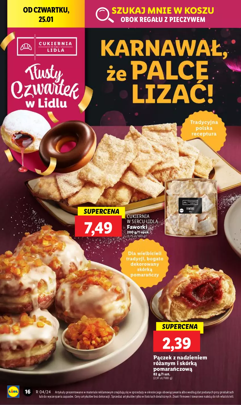 Gazetka promocyjna Lidl - GAZETKA - ważna 25.01 do 28.01.2024 - strona 16 - produkty: Cukier, Fa, Faworki, Kosz, Pączek, Piec, Regał, Róża, Ser