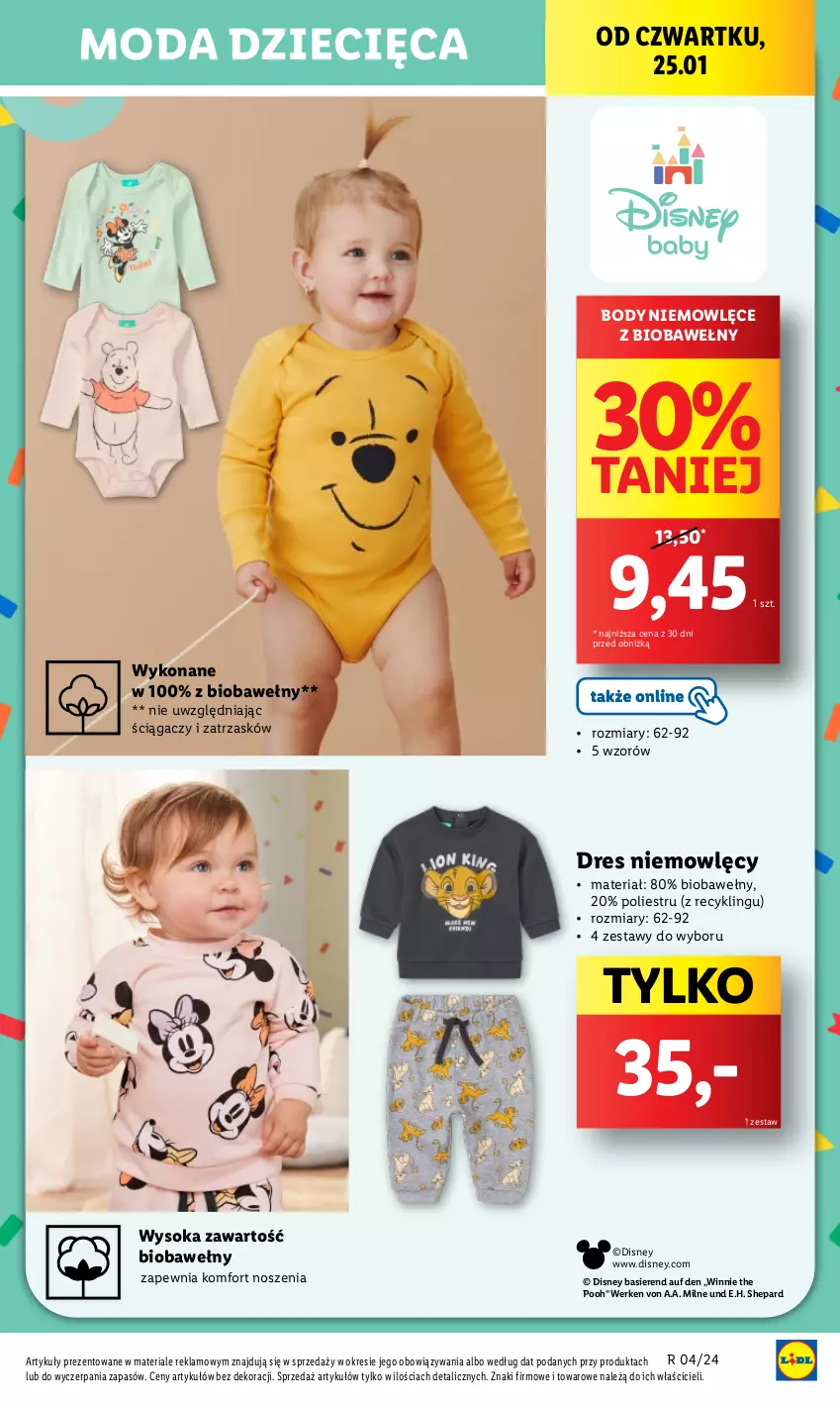 Gazetka promocyjna Lidl - GAZETKA - ważna 25.01 do 28.01.2024 - strona 39 - produkty: Body, Disney, Dres, Dzieci, Moda, Sok