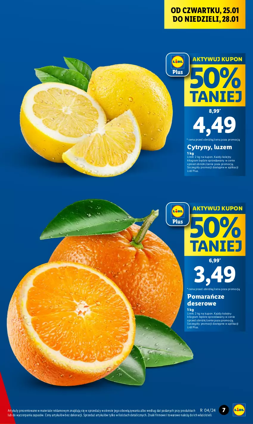 Gazetka promocyjna Lidl - GAZETKA - ważna 25.01 do 28.01.2024 - strona 7 - produkty: Cytryny, Deser, Gra, Olej, Pomarańcze, Ser