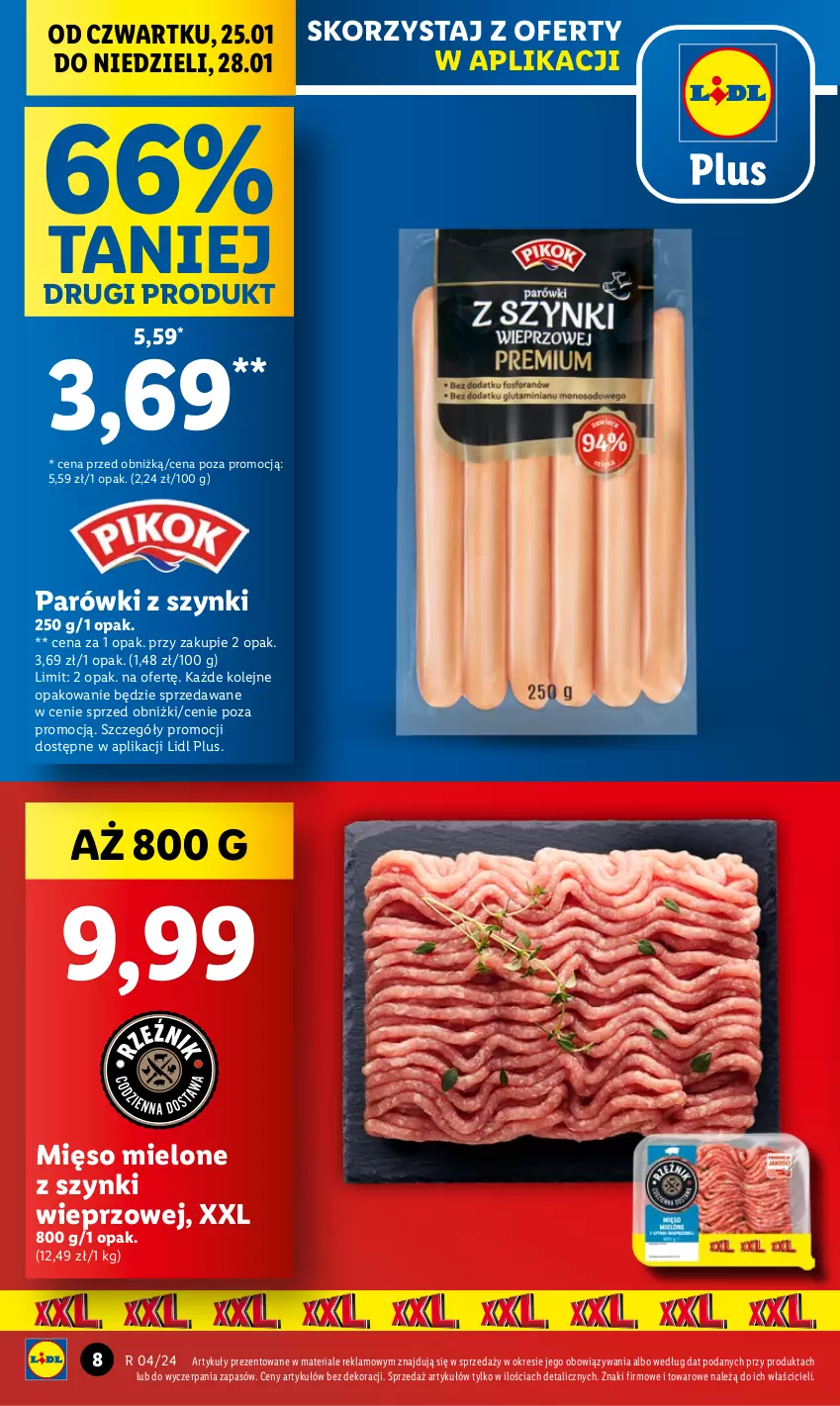 Gazetka promocyjna Lidl - GAZETKA - ważna 25.01 do 28.01.2024 - strona 8 - produkty: Mięso, Mięso mielone, Mięso mielone z szynki, Olej, Parówki, Parówki z szynki