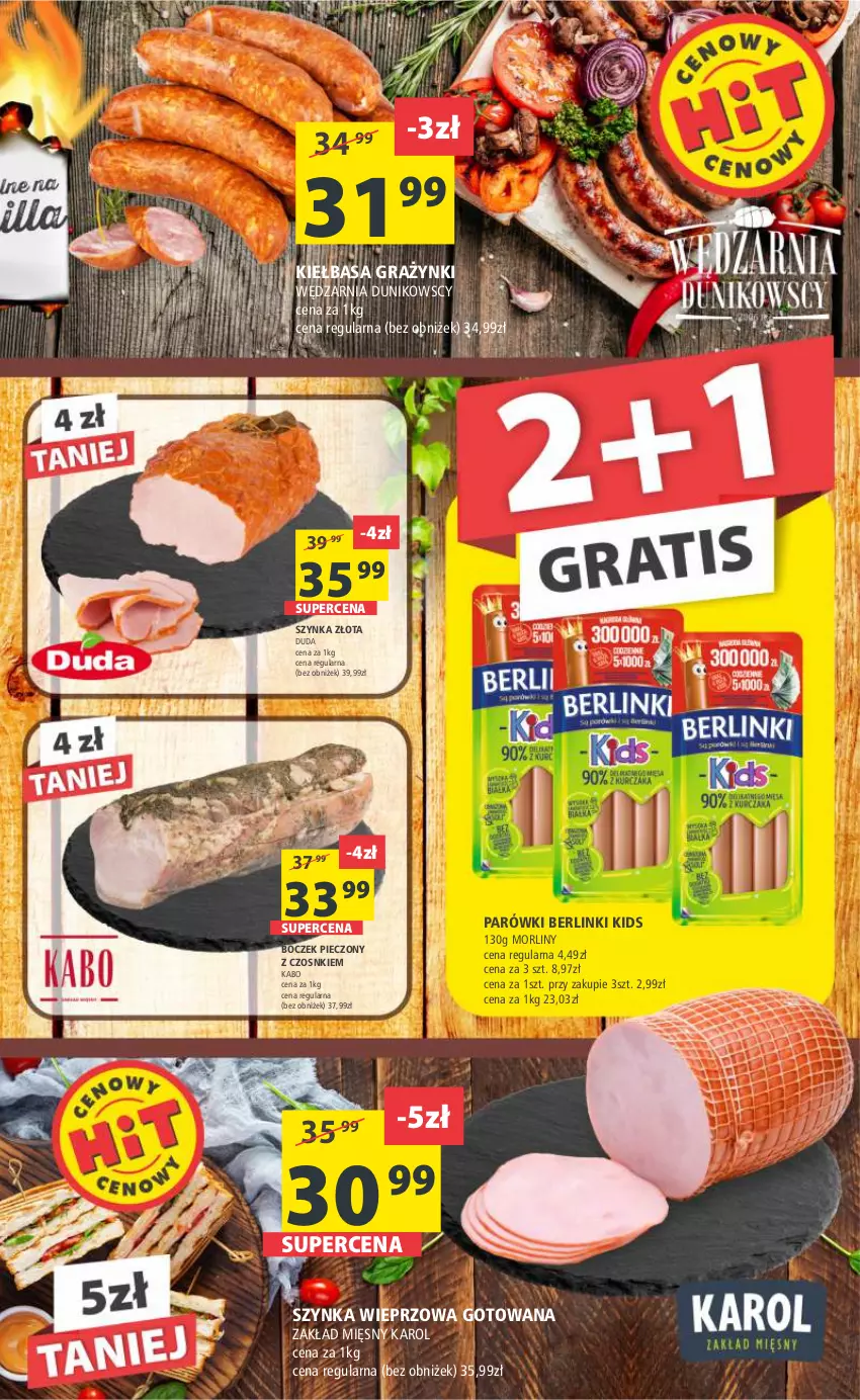 Gazetka promocyjna Arhelan - Gazetka - ważna 05.05 do 14.05.2023 - strona 5 - produkty: Berlinki, Boczek, Boczek pieczony, Duda, Gra, Kiełbasa, Morliny, Parówki, Piec, Szynka, Szynka wieprzowa