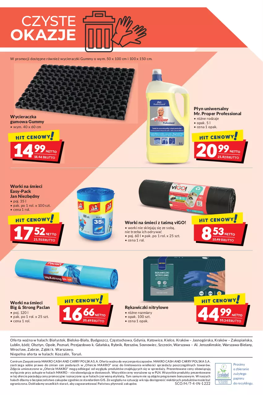 Gazetka promocyjna Makro - [Oferta Specjalna] Czysty dom - ważna 31.05 do 13.06.2022 - strona 12 - produkty: Gra, Jan Niezbędny, Klej, Kosz, Mr. Proper, Papier, Piec, Rum, Sos, Szal, Worki na śmiec, Worki na śmieci, Wycieraczka