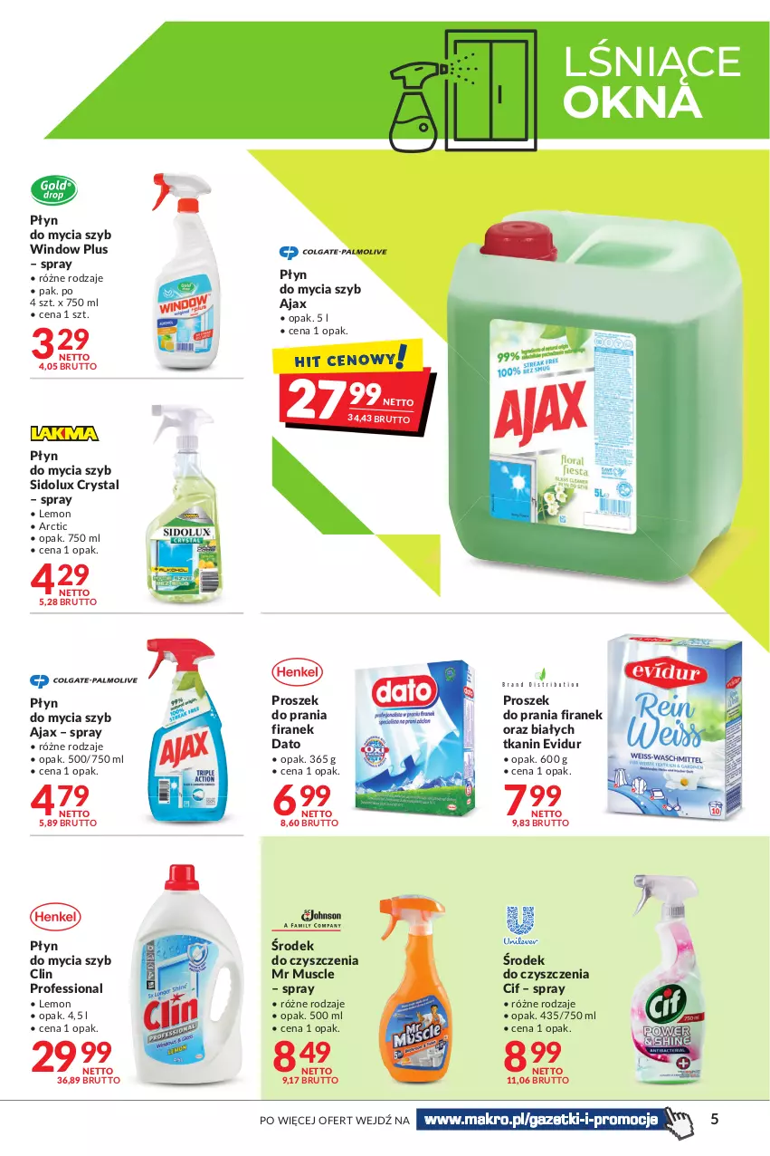 Gazetka promocyjna Makro - [Oferta Specjalna] Czysty dom - ważna 31.05 do 13.06.2022 - strona 5 - produkty: Ajax, Cif, Clin, Mus, Płyn do mycia, Proszek do prania, Sidolux