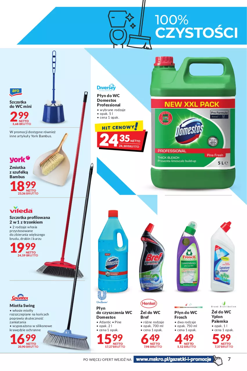 Gazetka promocyjna Makro - [Oferta Specjalna] Czysty dom - ważna 31.05 do 13.06.2022 - strona 7 - produkty: Bref, Domestos, Frosch, Miotła, Płyn do czyszczenia wc, Płyn do wc, Szczotka, Szczotka do WC