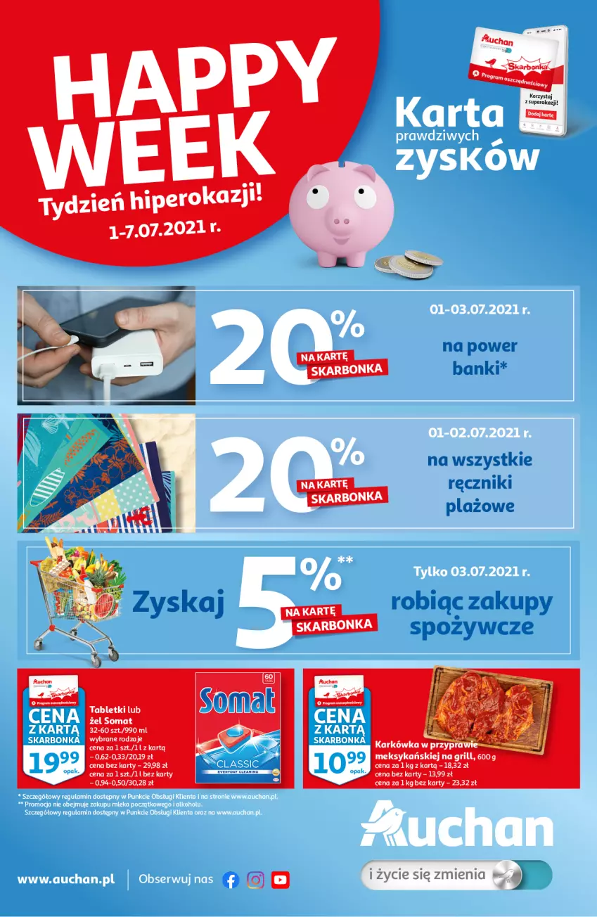 Gazetka promocyjna Auchan - Skarbonka #26 - ważna 01.07 do 07.07.2021 - strona 1 - produkty: Grill, Somat, Tablet