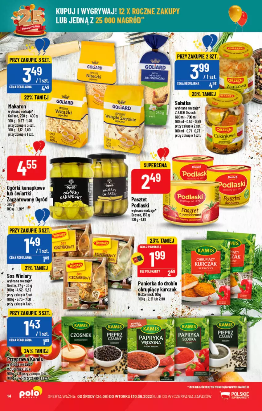 Gazetka promocyjna PoloMarket - Gazetka pomocyjna - ważna 24.08 do 30.08.2022 - strona 14 - produkty: Goliard, Gry, Kurczak, LG, Makaron, Ogród, Papryka, Pasztet, Pieprz, Sałat, Sałatka, Sos, Winiary