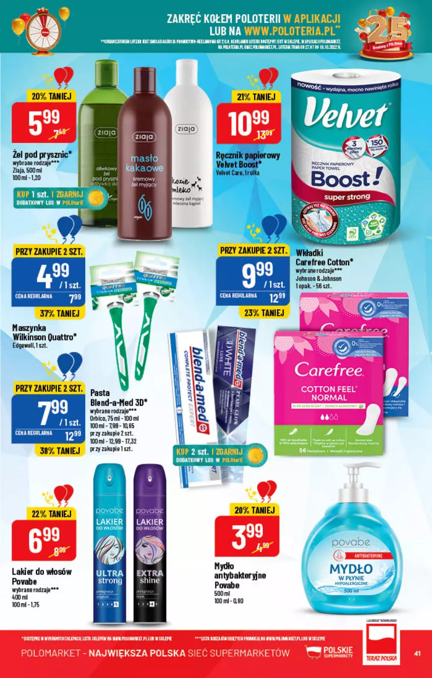 Gazetka promocyjna PoloMarket - Gazetka pomocyjna - ważna 24.08 do 30.08.2022 - strona 41 - produkty: BIC, Carefree, Lakier, Lakier do włosów, Maszynka, Mola, Mydło, Papier, Piwa, Ręcznik, Szynka