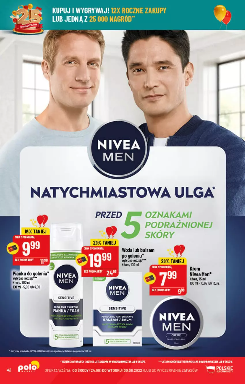 Gazetka promocyjna PoloMarket - Gazetka pomocyjna - ważna 24.08 do 30.08.2022 - strona 42 - produkty: Balsam po goleniu, Gry, LG, Nivea, Nivea Men, Pianka do golenia, Woda