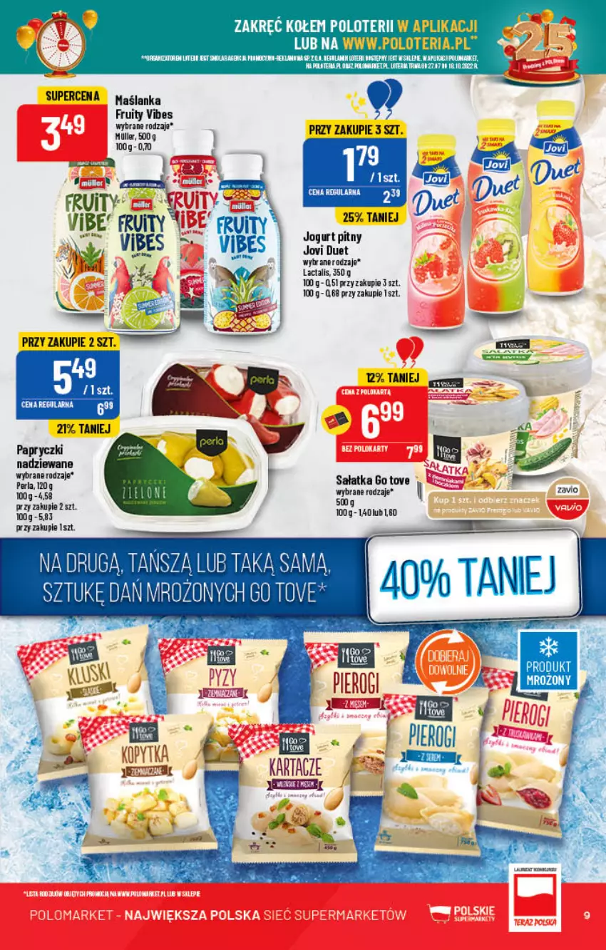 Gazetka promocyjna PoloMarket - Gazetka pomocyjna - ważna 24.08 do 30.08.2022 - strona 9 - produkty: Jogurt, Jogurt pitny, Maślanka, Papryczki nadziewane, Pierogi, Sałat, Sałatka