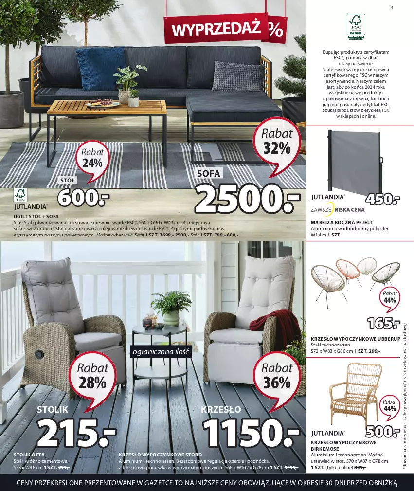 Gazetka promocyjna Jysk - Oferta tygodnia - ważna 17.05 do 20.06.2023 - strona 4 - produkty: Cement, Fa, Gra, Krzesło, Markiza, Olej, Papier, Poduszka, Por, Sofa, Stół, Stolik, Szezlong, Top