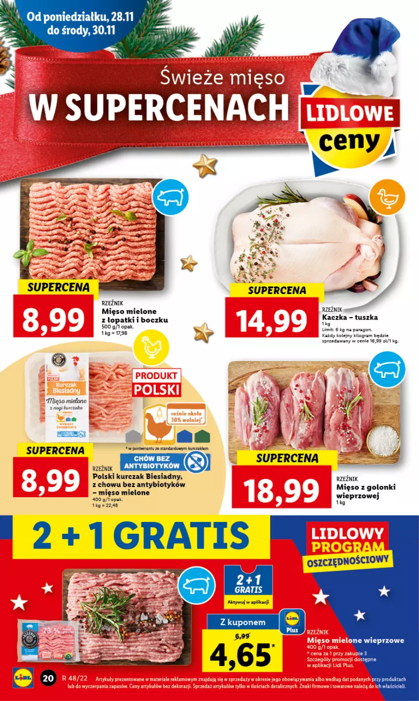 Gazetka promocyjna Lidl - GAZETKA - ważna 28.11 do 30.11.2022 - strona 22 - produkty: Gra, Kaczka, Kurczak, Mięso, Mięso mielone, Olej, Por, Tusz