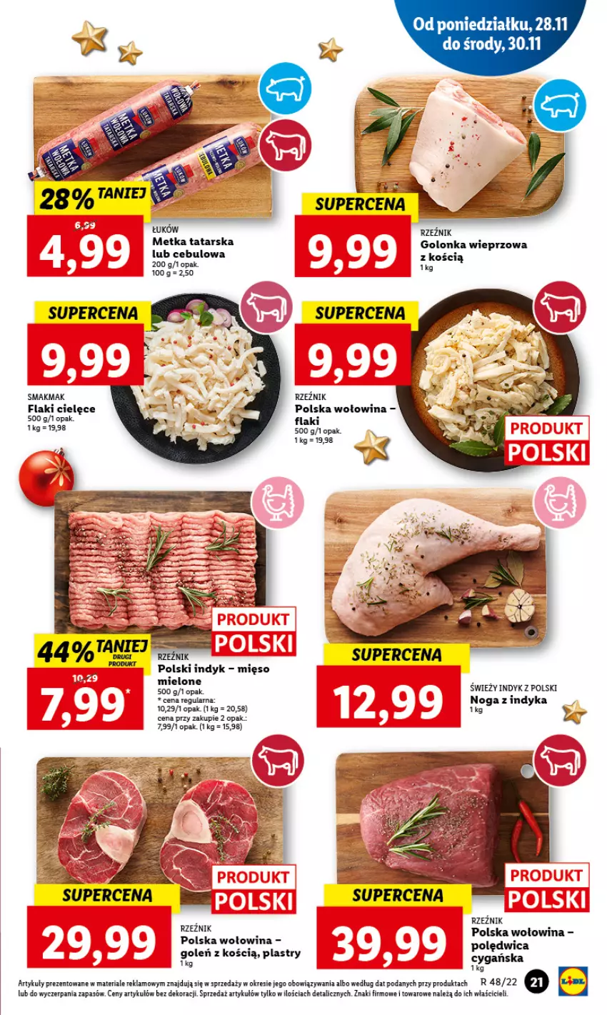 Gazetka promocyjna Lidl - GAZETKA - ważna 28.11 do 30.11.2022 - strona 23 - produkty: Flaki, Golonka wieprzowa, Metka tatarska, Mięso, Polędwica, Wołowina