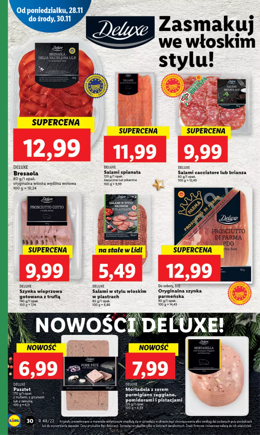 Gazetka promocyjna Lidl - GAZETKA - ważna 28.11 do 30.11.2022 - strona 32 - produkty: Bresaola, Dell, Gin, LG, Pasztet, Prosciutto, Salami, Ser, Szynka, Szynka wieprzowa, Wędlina