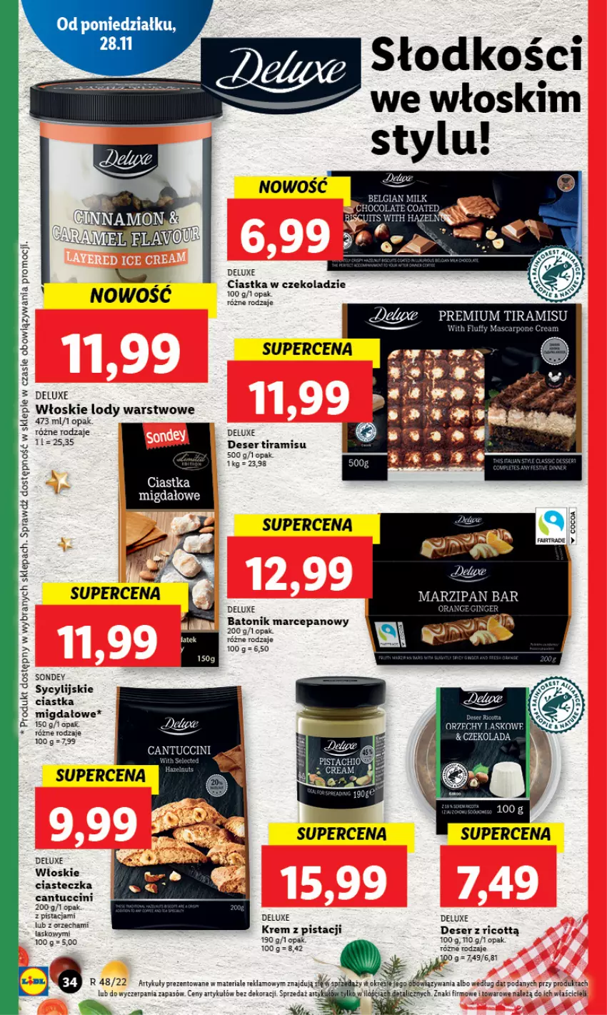 Gazetka promocyjna Lidl - GAZETKA - ważna 28.11 do 30.11.2022 - strona 36 - produkty: Baton, Ciastka, Czekolada, Deser, LG, Lody, Ser, Tonik