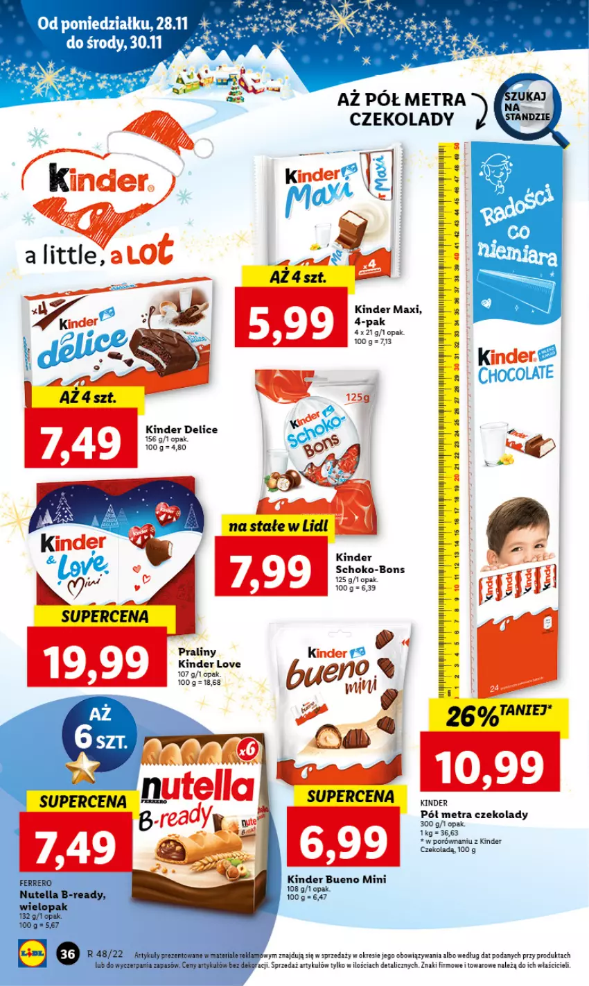 Gazetka promocyjna Lidl - GAZETKA - ważna 28.11 do 30.11.2022 - strona 38 - produkty: Kinder, Kinder Bueno, Mus, Por, Praliny